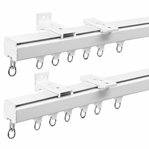 White Aluminum Ceiling Curtain Track 3-6ft Pack - Wall & Ceiling Mount