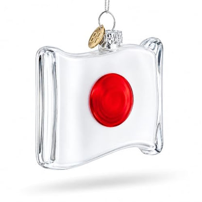 Japan Flag Glass Christmas Ornament Handcrafted Holiday Decoration