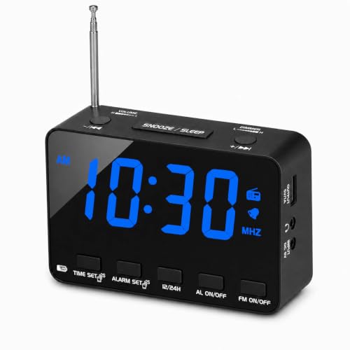Alarm Clock Radio with FM, USB Charging, Sleep Timer & Snooze