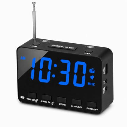 Alarm Clock Radio with FM, USB Charging, Sleep Timer & Snooze