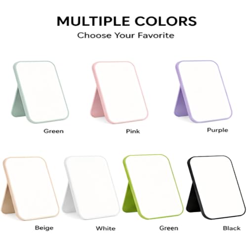 8 Inch Desktop Makeup Mirror with 90° Adjustable Stand and Wall Mount, Portable Black Vanity Mirror