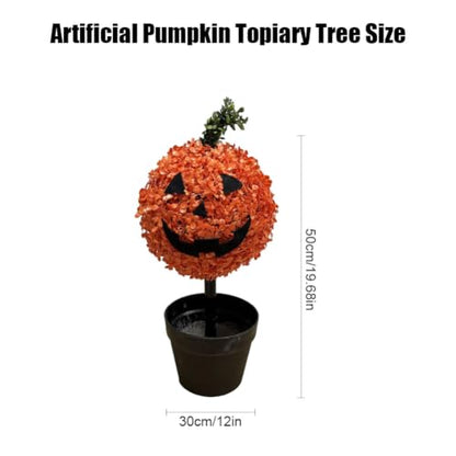Artificial Pumpkin Topiary Tree Halloween Potted Boxwood Decor - Pumpkin Variation