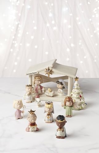 Lenox Peanuts 7-Piece Christmas Figurine Set - Holiday Nativity Scene with Peanuts Characters & Gold Accents