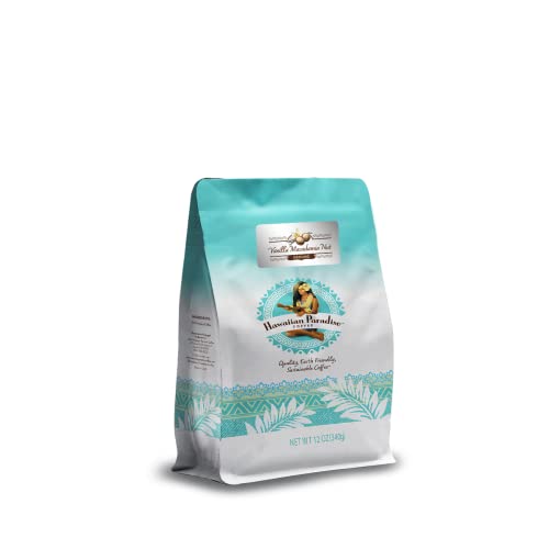 Hawaiian Paradise Coffee Ground - 100% Arabica Coffee Premium Rich flavored Bold Signature Brewed Medium Roast Coffee from the Finest Beans (Vanilla Macadamia Nut Ground, 12oz.)