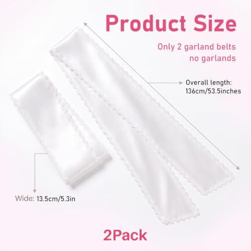White Wreath Sash Set of 2 - Scalloped Ruffle Front Door Decor - White