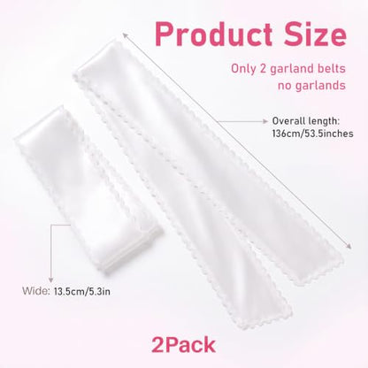 White Wreath Sash Set of 2 - Scalloped Ruffle Front Door Decor - White
