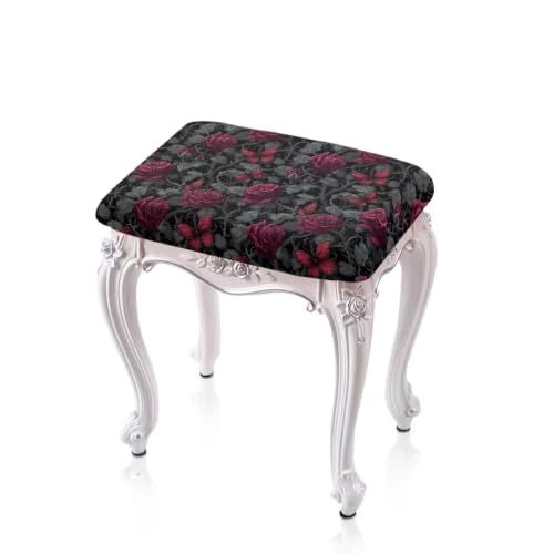 Universal Fit Gothic Rose Butterfly Bar Stool Covers 2-Piece Set