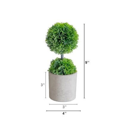 Artificial Mini Cedar Topiary Set of 2 - Cedar Ball - 9 Inch