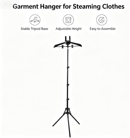 Clothes Steamer Stand with Hanger and Gloves - Adjustable Garment Rack
