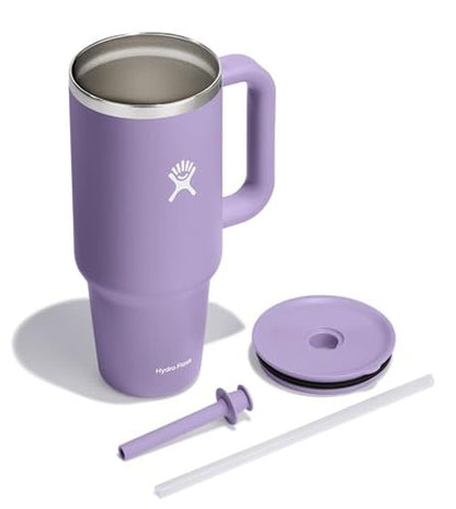 Hydro Flask Travel Tumbler with Handle, Lid and Straw - Insulated Stainless Steel in 40 Oz Moonshadow