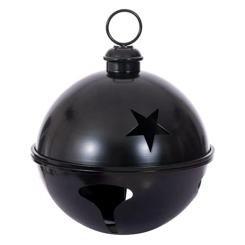 18-Inch Black Iron Bell Ornament for Holiday Decor - Rustic Christmas Decoration