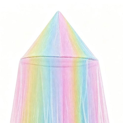 Girls Bed Canopy Rainbow Fly Netting - Breathable & Cute for Bedroom Decor