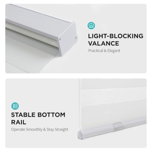 Joydeco Zebra Window Blinds - White, 27W x 64H, Upgraded Fabric, Cordless