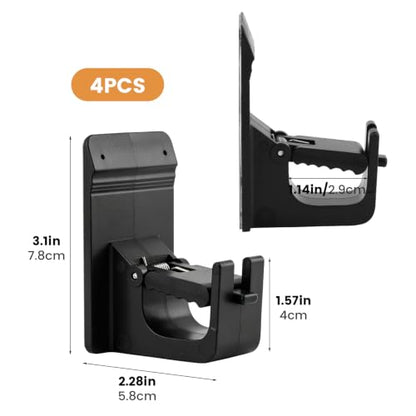 4 Pack No Drill Curtain Rod Brackets with Adhesive & Nails, Heavy Duty Support up to 17.6 lb - Black, Universal Fit - Variation 4