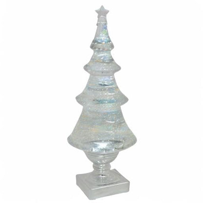 LED Glitter Holiday Christmas Tree - 14-Inch Silver and Clear Decor