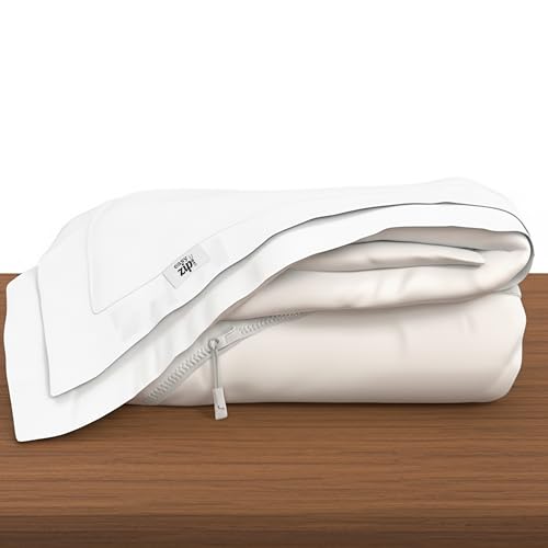 Deep Pocket Cotton Fitted Sheet with Zip-On Top Sheets - 400TC White Twin XL