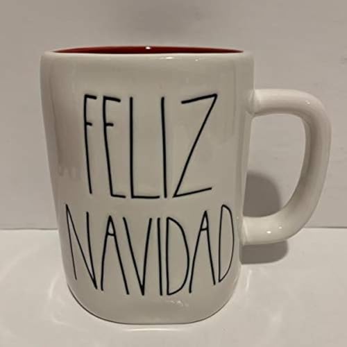 Rae Dunn FELIZ NAVIDAD Christmas Mug Coffee Cup - White Inside - Holiday Ceramic