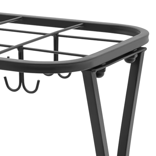 Metal Umbrella Holder Stand with 18 Slots and 10 Hooks for Entryway Organization