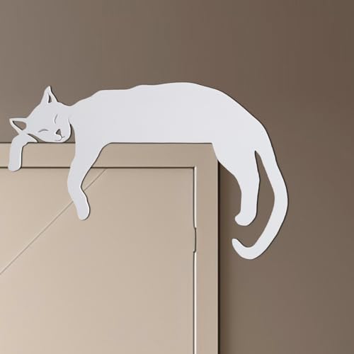 Two Cats Metal Halloween Christmas Door Topper - Cat Wall Decor, 8 Inch