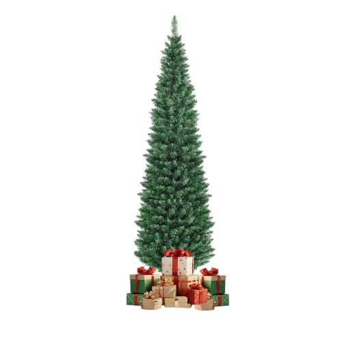 7FT Slim Pencil Artificial Christmas Tree - Unlit, PVC, Metal Stand