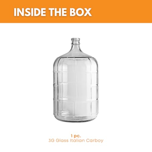 3 Gallon Clear Glass Italian Carboy - 30 mm Cork Neck Finish (CORK NOT INCLUDED)