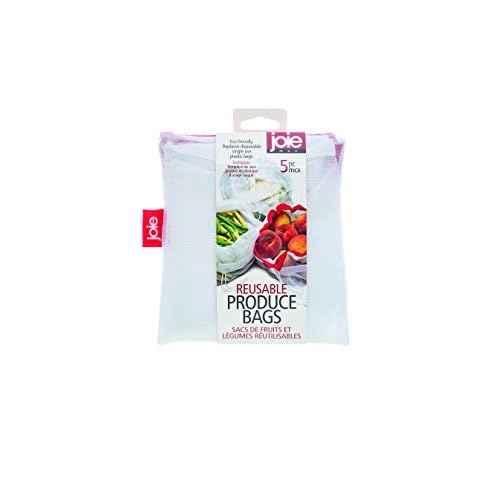 Joie Reusable Produce Bags 5pc Set, Sustainable, Nylon, Mesh, Machine Washable, Eco-Friendly, 5.5 x 6 inches