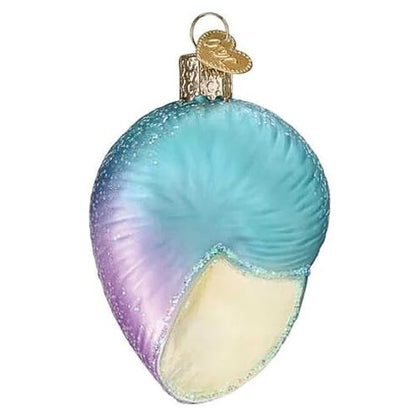 Seashell Christmas Ornament - Handblown Spiral Glass Holiday Decor