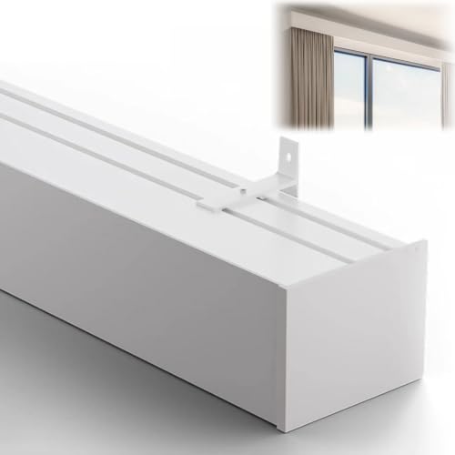 Side-Mount Wall Mount Curtain Pelmet with Double Track 3-in-1 Hidden Box Cover - 1.6m / 5.2ft