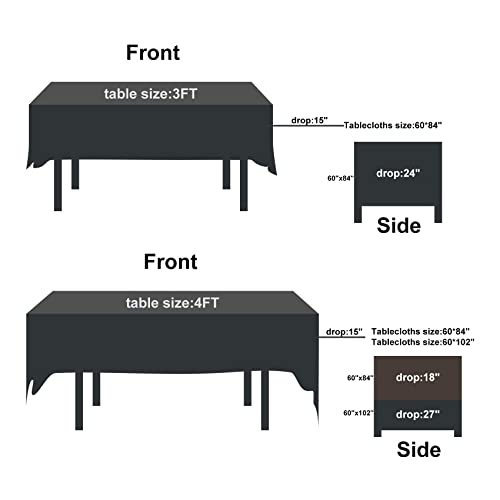 Rectangle Tablecloth 60x120 Inch Washable Polyester for Wedding Party Dining - 12 Pack Black