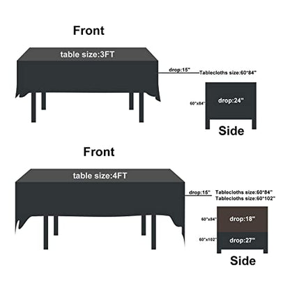 Rectangle Tablecloth 60x120 Inch Washable Polyester for Wedding Party Dining - 12 Pack Black