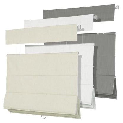 Beige Top Down Bottom Up Roman Window Shades - No Drill Cordless Blackout Insulated Blinds, 27x36 Inches
