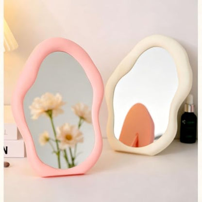 Cloud Shape Makeup Mirror - White, Small Desk Vanity Mirror for Office & Home Decor