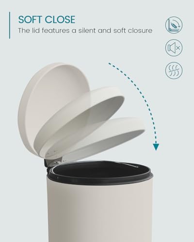30L Pedal Trash Bin with Soft Close Lid and Removable Inner Bucket - Beige