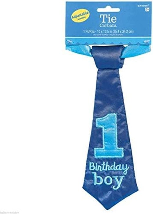 Baby Boy 1st Birthday Satin Blue Tie - 9", 1 Piece - Ideal for Party & Photoshoot