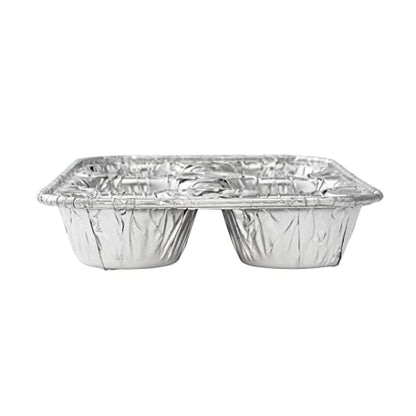 Restaurantware Pastry Tek 9.5 x 6.5 x 1.5 Inch Muffin Tins 25 Disposable Cupcake Pans - 6 Cavities Standard Size Silver Aluminum Baking Pans Durable For Baking Cupcakes Muffins or Mini Pies