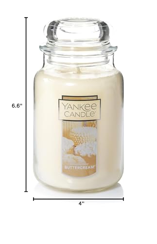 Yankee Candle Buttercream Scented, Classic 22oz Large Jar Single Wick Candle, Over 110 Hours of Burn Time