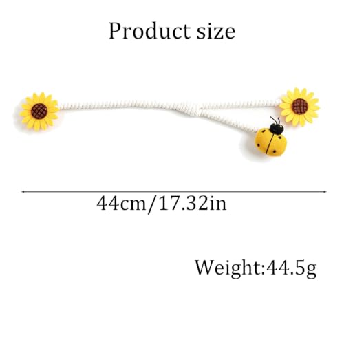 Sunflower Curtain Tiebacks with Ladybug Accent - 2 Pack, No Drill, Yellow