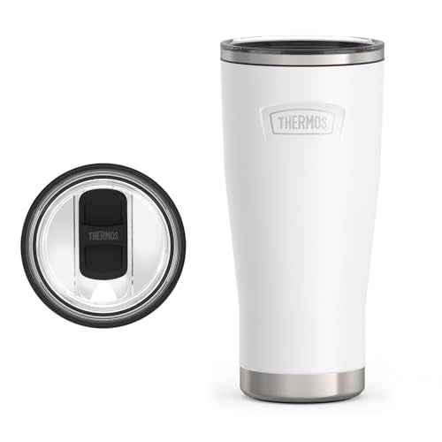 THERMOS ICON SERIES, Stainless Steel Cold Tumbler with Slide Lock, 24 Ounce, Snow