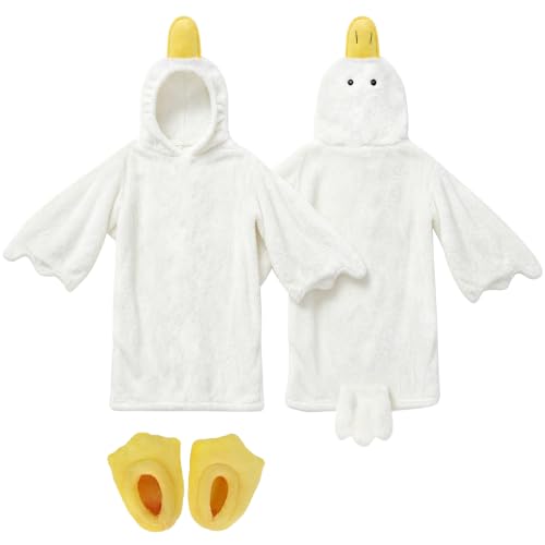 White Goose Blanket Hoodie Onesie for Adults - Snuggly Duck Costume, Small