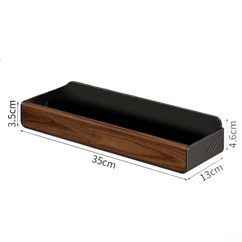 35cm Rotating Suction Wall Shelf for Kitchen and Bathroom - Natural Walnut & Aluminum