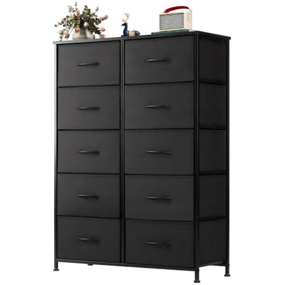 10-Drawer Tall Dresser for Bedroom & Living Room Black 11.8"D x 31"W x 45.8"H