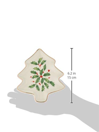 Lenox Christmas Tree Plate Party Plate Holiday Decor Ivory Porcelain Gold Accents