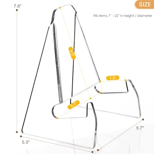 Acrylic Plate Display Stand 5.1 Inch Wide Clear Book & Art Holder - 2 Pack