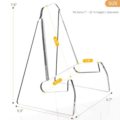 Acrylic Plate Display Stand 5.1 Inch Wide Clear Book & Art Holder - 2 Pack