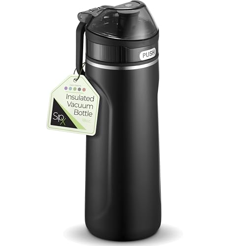 Insulated Stainless Steel Water Bottle with Straw Lid - 18 oz, Leakproof, BPA-Free, Slim Design for Gym, School, Office - Black