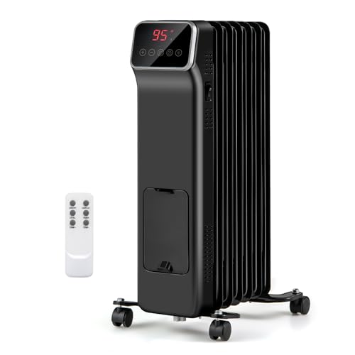ARLIME 24.2 Inch 1500W Oil Filled Radiator Heater - Black/White