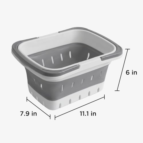 Multipurpose Collapsible Storage Caddy Set with Handles for Bathroom Kitchen Dorm Gray