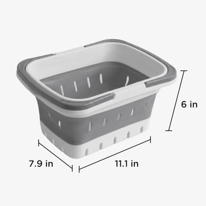 Multipurpose Collapsible Storage Caddy Set with Handles for Bathroom Kitchen Dorm Gray