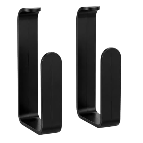 No Drill Adhesive Curtain Holdbacks - L-Shaped Black Plastic Set of 2