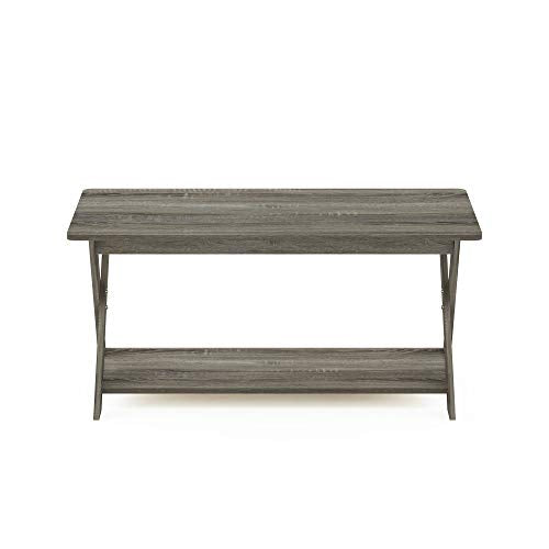 Furinno Modern Coffee Table with X-Legs, 35.4-Inch Grey Oak